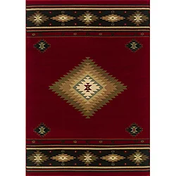 Red/Green Traditional Area Rug (6'7 x 9'6)