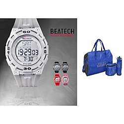 Beatech White Heart Rate Monitor Watch with Russell Athletic 3-piece Work-out Set