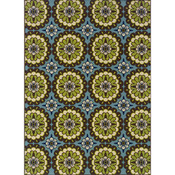 Blue and Green Outdoor Area Rug (6'7 x 9'6)