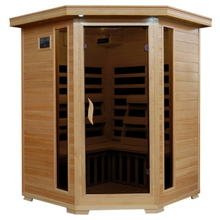 Radiant Sauna 3-person Hemlock Corner Infrared Sauna with 7 Carbon Heaters