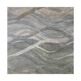 Alliyah Handmade Grey/Green New Zealand Blend Wool Rug (8' square)