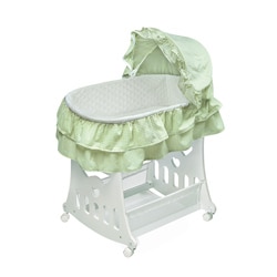 Sage Gingham Bassinet and Cradle with Toy Box Base