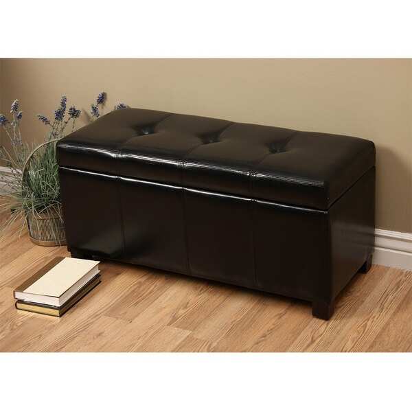 Warehouse of Tiffany Ariel Dark Brown Faux-Leather Storage Bench. Opens flyout.