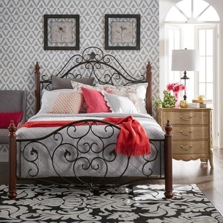Madera Graceful Scroll Bronze Iron Metal King Bed by TRIBECCA HOME