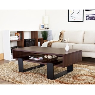 Furniture of America Fayth Dark Walnut/ Black Coffee Table