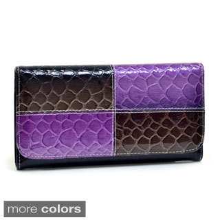 Dasein Faux-Leather Embossed Top-Flap Snake-Skin Checkbook Wallet