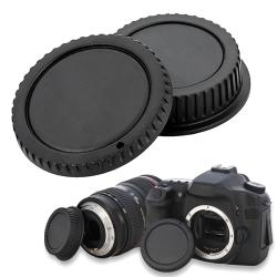 INSTEN Black Plastic Body Cap and Lens Rear Cover Cap for Canon EOS