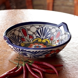 Handcrafted Ceramic 'Marigold Mosaic' Talavera Bowl (Mexico)