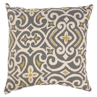 Pillow Perfect Decorative Grey/ Yellow Damask Square Toss Pillow