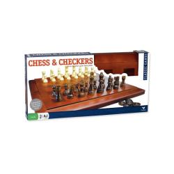 Cardinal Solid Wood Tabletop Chess and Checkers Board Game Set