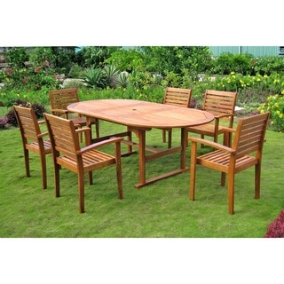 International Caravan Royal Tahiti 'Cordova' 7-piece Oval Butterfly Extension Table Outdoor Dining S