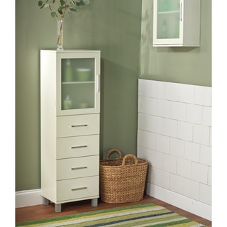 Simple Living Frosted Pane 4 Drawer Linen Cabinet