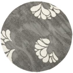 Safavieh Florida Shag Dark Grey/Beige Floral Round Rug (6' 7 Round)