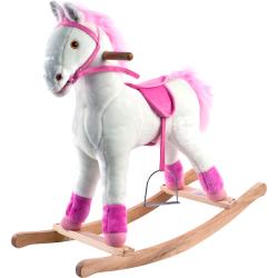 Happy Trails White and Pink Plush Rocking Pony