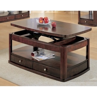 Dark Cherry 2-drawer Lift-top Cocktail Table