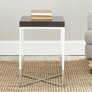 Safavieh Chic Wood Top Stainless Steel Square End Table