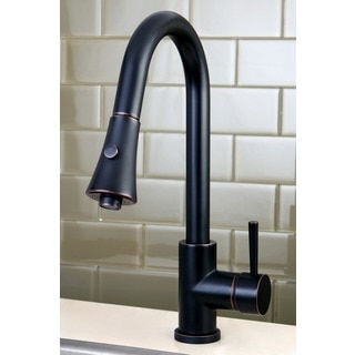 Kitchen Two-Tone Oil Rubbed Bronze Single Handle Faucet with Pull Down Spout