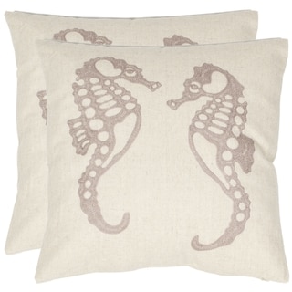 Safavieh Seahorse 18-inch Cream/ Taupe Decorative Pillows (Set of 2)
