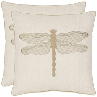 Safavieh Dragonfly 18-inch Cream/ Green Decorative Pillows (Set of 2)