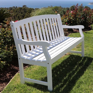 Bradley Outdoor White Weather Resistant Wood Bench