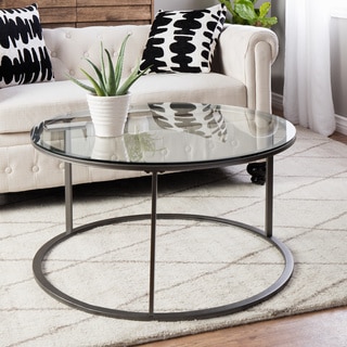 Round Glass Top Metal Coffee Table