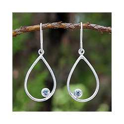 Sterling Silver 'Rain' Blue Topaz Dangle Earrings (Thailand)