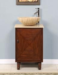 Silkroad Exclusive Stone Countertop Bathroom Vessel Single Sink Cabinet Vanity