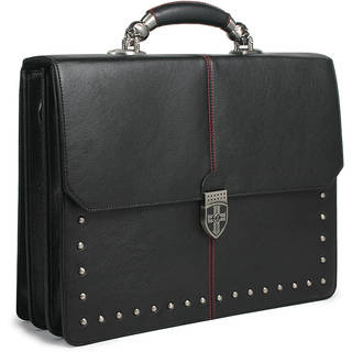 Zeyner Hellraiser Leather Flapover 17-inch Laptop Briefcase