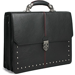 Zeyner Hellraiser Leather Flapover 17-inch Laptop Briefcase