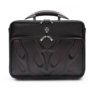 Zeyner Bullfight Leather Top-Zip 17-inch Laptop Briefcase