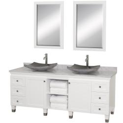 Wyndham Collection Premiere' White 72-inch Solid Oak Double Bathroom Vanity