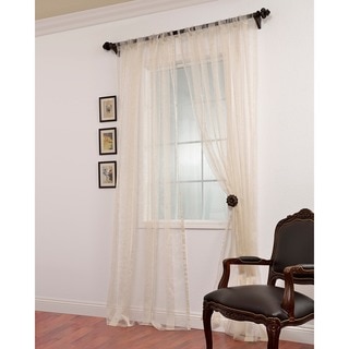 Exclusive Fabrics Signature Havannah Natural Striped Linen and Voile Weaved Sheer Curtain