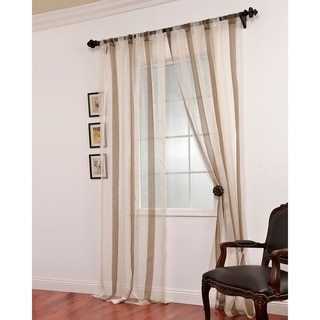 Exclusive Fabrics Signature Havannah Cocoa Striped Linen and Voile Weaved Sheer Curtain