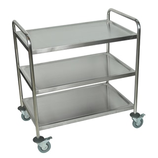 Luxor Silver Three-shelf Rolling Stainless Steel Kitchen Cart