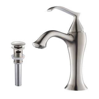 Kraus Ventus Brushed Nickel Single Lever Basin Faucet and Pop-up Drain