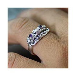 Sterling Silver Men's 'Immortal Eclipse' Amethyst Ring (Indonesia)