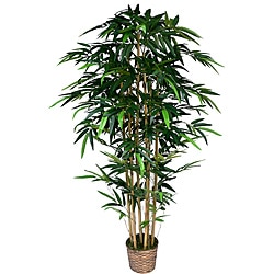 Laura Ashley 6-foot Realistic Silk Bamboo Tree with Wicker Basket Planter