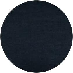 Hand-crafted Navy Blue Solid Causal Vaux Wool Rug (9'9 Round)