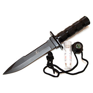 Defender Heavy-duty 10.5-inch Black Survival Knife with Nylon Sheath