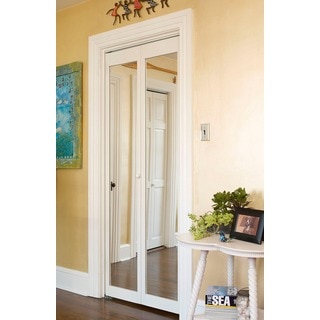 907 Traditional Natural Pine Mirror Unfinished Bi-fold Doors