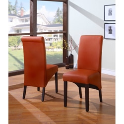 Sleigh Back Orange Parsons Dining Chair (Set of 2)