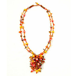 Tiger's Eye and Coral 'Roxana' Bead Necklace (Guatemala)
