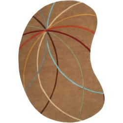 Hand-tufted Tan Contemporary Chamba Wool Abstract Rug (8' x 10' Kidney)
