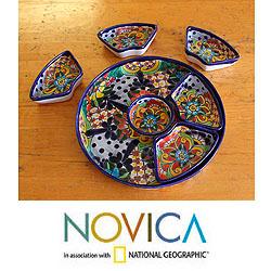 Hand-crafted Ceramic 'Festive Feast' 7-piece Appetizer Set (Mexico)