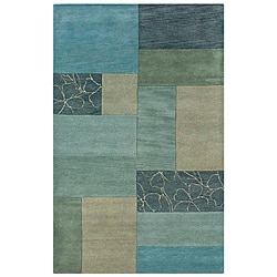 Contemporary Hand-Tufted Hesiod Blue Wool Rug (8' x 10')