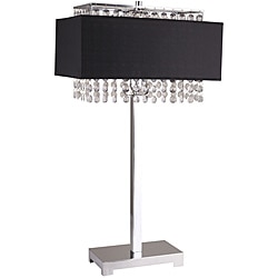 28-inch Black Square Crystal Table Lamp