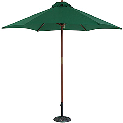 TropiShade 9' Wood Market Umbrella with Green Cover