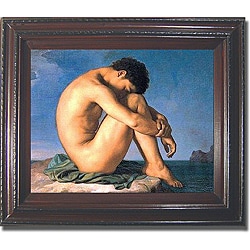 Flandrin's 'Seated Male Nude' Framed Canvas Art