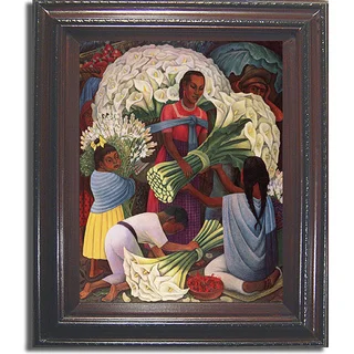 Diego Rivera 'Flower Vendor' Framed Canvas Art
