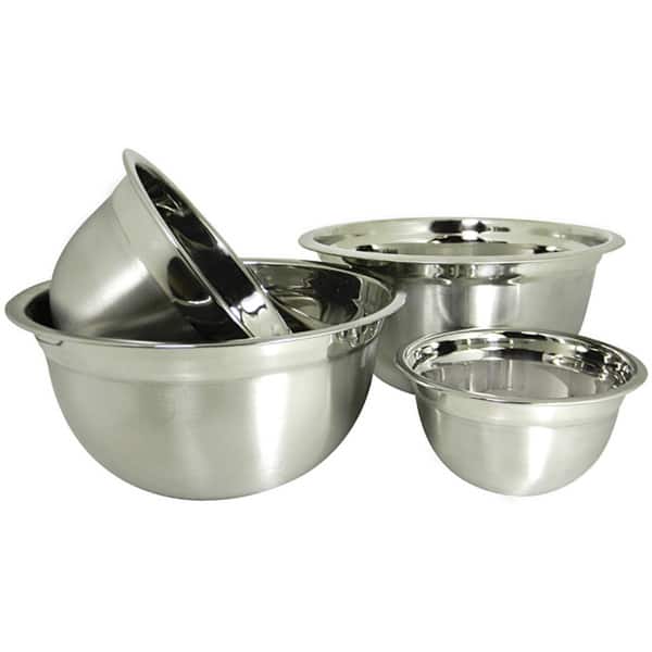 Prime Pacific Stainless Steel Euro Style German Deep Mixing Bowls (Set of 4)